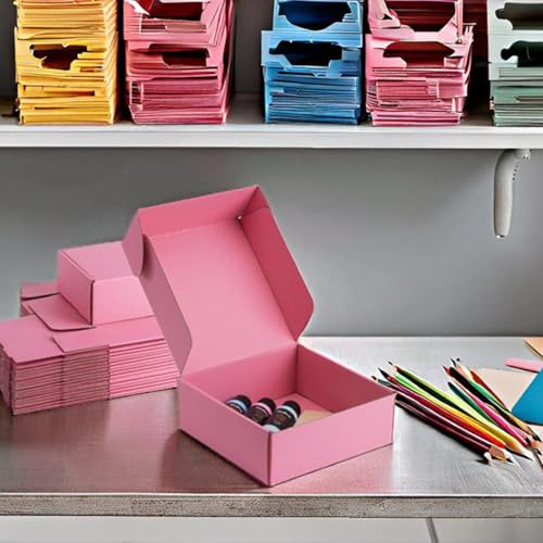 8x8x3 inch Pink Shipping Boxes for Small Business- Set of 25 - color: Pink, size: 8x8x3 Inch