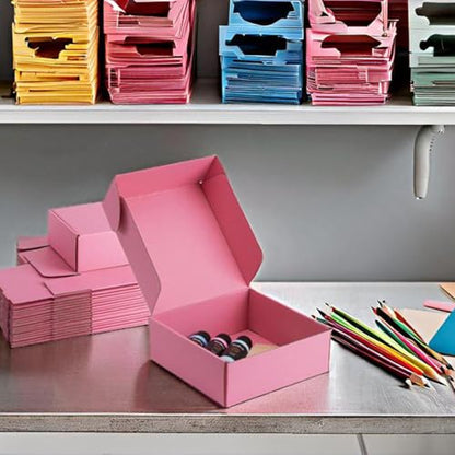 8x8x3 inch Pink Shipping Boxes for Small Business- Set of 25 - color: Pink, size: 8x8x3 Inch