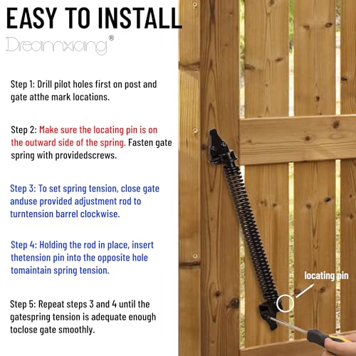 14" Gate Door Spring Self Closing Heavy Duty Automatic Closure Hardware - size: 14 Inch