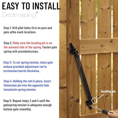 14" Gate Door Spring Self Closing Heavy Duty Automatic Closure Hardware - size: 14 Inch