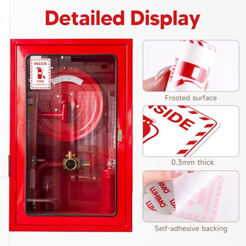 6PCS Fire Extinguisher Inside Sign Stickers,Self Adhesive Vinyl Waterproof and Scratch Resistant Safety Fire Extinguisher Label Waterproof, Suitable for Cars, Trailers, Rv's, Trucks and Vehicles Red on White 3.5"x2.3" - color: Fire Extinguisher Inside 482