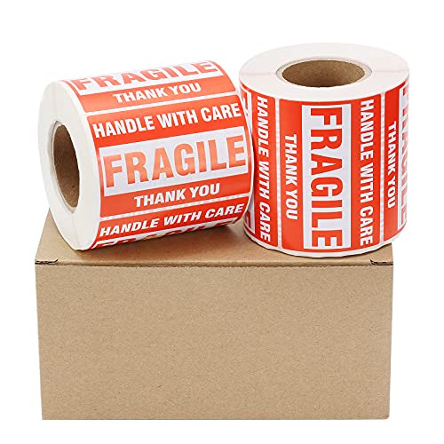 9527 Product 2"×3" Fragile Stickers for Shipping, 500 Labels/Roll Easy Tear, Permanent Adhesive, with Care Warning, Fragile Stickers Moving Glass - size: 2" x 3" - 1 Rolls