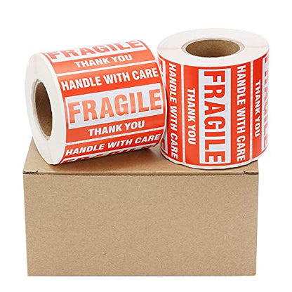 9527 Product 2"×3" Fragile Stickers for Shipping, 500 Labels/Roll Easy Tear, Permanent Adhesive, with Care Warning, Fragile Stickers Moving Glass - size: 2" x 3" - 1 Rolls