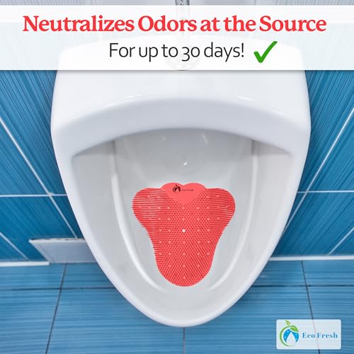 Premium Large Urinal Screen Deodorizer 10 pack of 3D Wave – Anti-Splash Urinal Cake infused with Essential Oils for Long Lasting 30-Day Odor Control in Bathrooms Toilets Offices Schools, Cherry Scent - color: Red