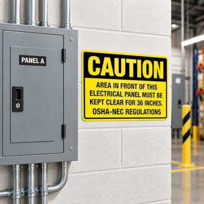 10 Pack Caution Keep Electrical Panel Clear for 36 Inches Stickers