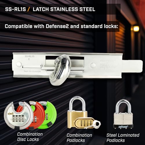 Roll-Lite Original Stainles Steel Latch, 9-1/2" × 2-1/4", 2-Bolt, Universal fit for Flat & Corrugated Doors with Hardware - size: SS-RL1S