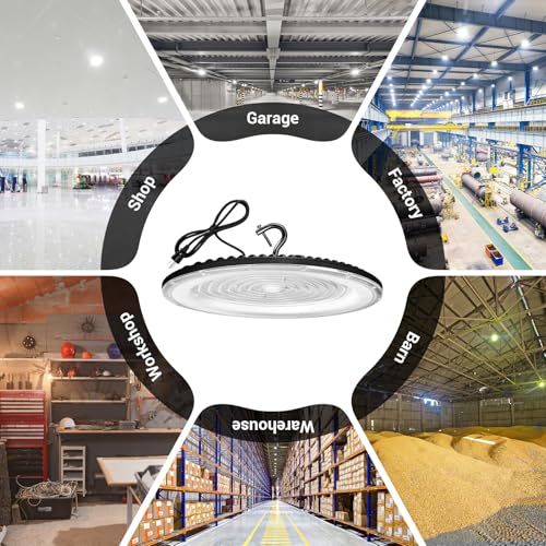 YANYCN 6 Pack 500W UFO Led High Bay Light Fixture,120VAC,5000K Daylight 75000LM Commercial Shop Bay Lighting,[2200W MH/HPS Equiv.] US Plug Area Lighting for Warehouse/Barn/Gym/Factory/Workshop - size: 500W 6pack UFO Led High Bay light