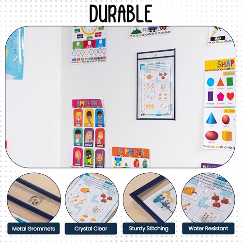 Essex Wares - 6 Pack, Navy Blue Dry Erase Pockets, 10" Wide x 13.5" Tall - color: Navy Blue