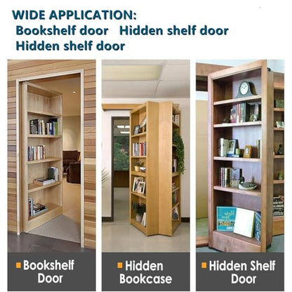 Door Pivot Hinges Heavy Duty for Wood Doors, 360 Degree Hidden Door Hinge for Secret Door,Stainless Steel Invisible Door Pivot Hinge for Bookshelf