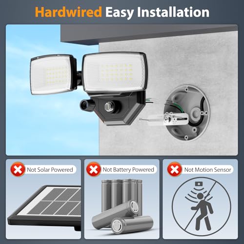 Onforu 3200lm Dusk to Dawn Outdoor Lighting, IP66 Waterproof, Auto on Off - color: Black
