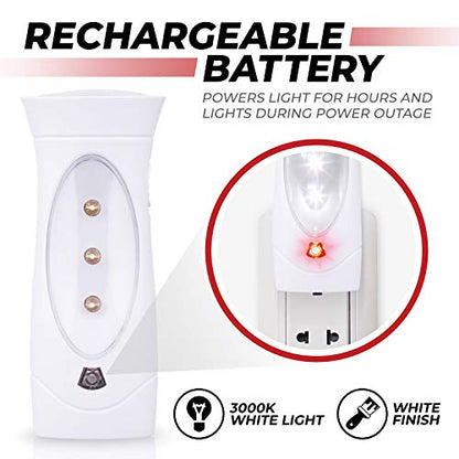 Amerelle LED Emergency Lights For Home Power Failure, 5 Pack - Triple Function Power Failure Light and Plug In Flashlight Combo, With Rechargeable Battery - Be Snow Storm & Hurricane Ready (71134)