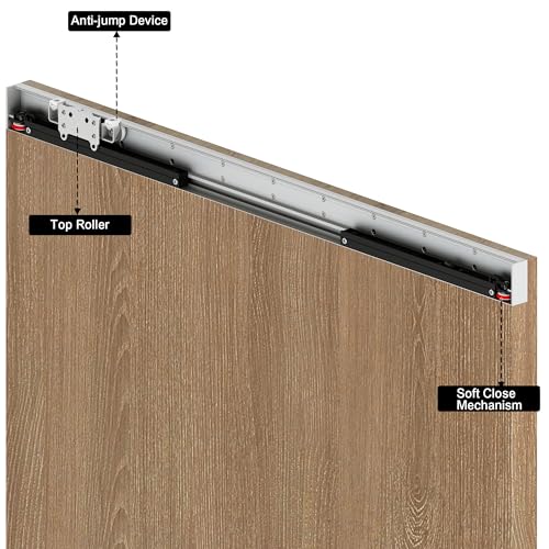 Sdstone 34” Concealed Barn Door Hardware Kit with Soft Close Mechanism,Hidden Ghost Barn Door Hardware Kit for Door Opening Width 26" to 30", Wall Mount Aluminum Track (Door not Included) - size: 34IN