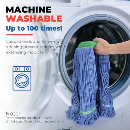 Onesimus 28 oz Heavy Duty Mop Head Replacement, 5 Inch Headband for Quick Change Handle, Blue Loop-End Cotton Blend String Wet Dry Floor Mop Refill Commercial Cleaning Supplies, 1 Pack X-Large - size: 1 Pack (X-Large)