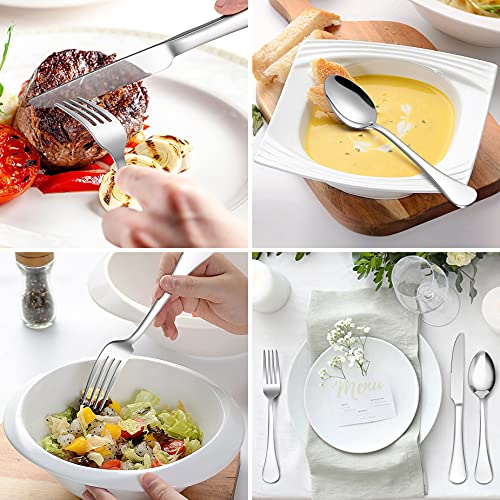 LIANYU 20-Piece 18/10 Flatware Set, Stainless Steel Fancy Silverware Cutlery Set for 4, Tableware Eating Utensils for Restaurant Wedding, Dishwasher Safe, Mirror Polished - style: Round Edge