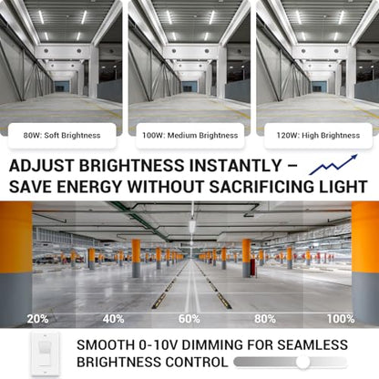 8FT LED Vapor Tight Light 120W/100W/80W,3/4/5000K CCT, ETL 2Pack - size: 8FT (2-Pack)