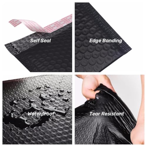 10 Pack Waterproof Padded Envelopes, 9 x 12"Bubble Mailers , Insulated Protected Poly Mailing Envelopes Bubble Padded Self-Seal Shipping Bags for Small Business Mailing Makeup Gifts (Black, 9*12 Inch) - color: Black, size: 9*12 Inch