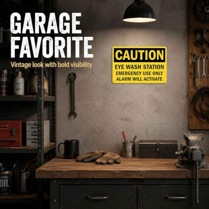 Emergency Eye Wash Station Caution Metal Sign 8 x 12 Inch