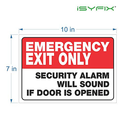 iSYFIX Emergency Exit Only Stickers, 10x7 Inch, 2 Pack, RED & WHITE - color: RED & WHITE, size: Large