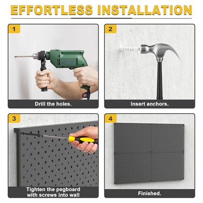 Ultrawall Metal Pegboard Panels, Pegboard Wall Organizer, Black Peg Boards - color: Black, size: 16x12"- 2 Pcs