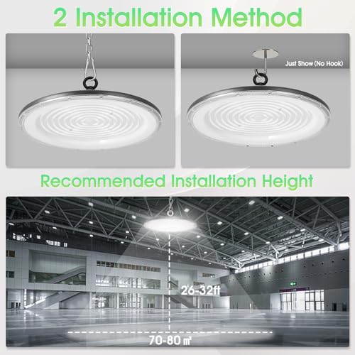 UFO LED High Bay Light:500W 50000LM LED Shop Light Without Plug, 6000-6500K Daylight Bay Lighting, IP65 Waterproof Industrial UFO Light for Barn/Garage/Commercial Warehouse(20 Pack) - color: 20 Pack, size: 500W