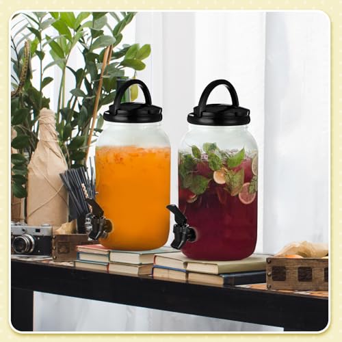 Tanlade 2 Pcs Plastic Drink Dispenser with Metal Stand 1 Gallon, Black - color: Black