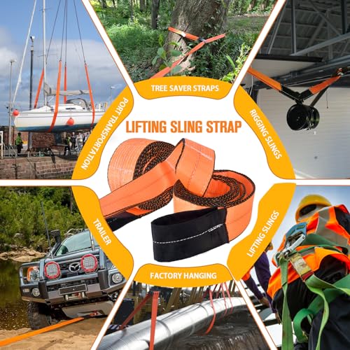 2PCS 3" x10Ft Lift Sling Straps 28000LBS Heavy Duty Tow Strap