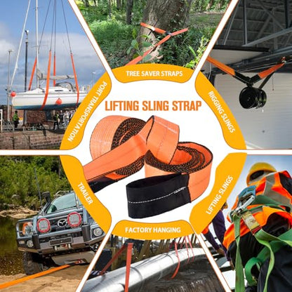 2PCS 3" x10Ft Lift Sling Straps 28000LBS Heavy Duty Tow Strap