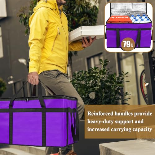 PEASUG Insulated Food Delivery Bag, XXXL Catering Bag for Keep Food Warming - color: Purple, size: XXX-Large