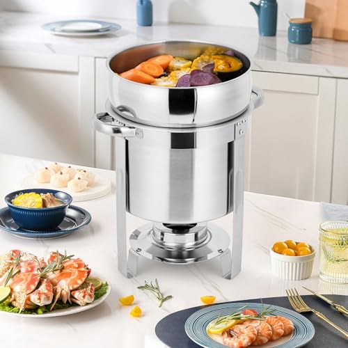 4 Pack Soup Chafing Dishes for Buffet 11QT Stainless Steel Soup Warmer Set with Lids & Fuel Holders,Round Food Warmer Pot for Catering Supplies Party - size: 11QT 4Pcs