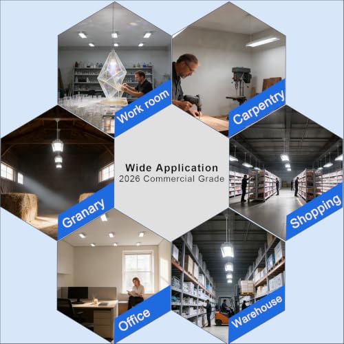 Lightdot 400W Linear LED High Bay Shop Lights, 60000LM 5000K, 100-277V Heavy-Duty Aluminum Commercial Lighting for Garage Workshop Warehouse Gym，ETL Certified, 7-Year Warranty - 4 Pack - size: 400W