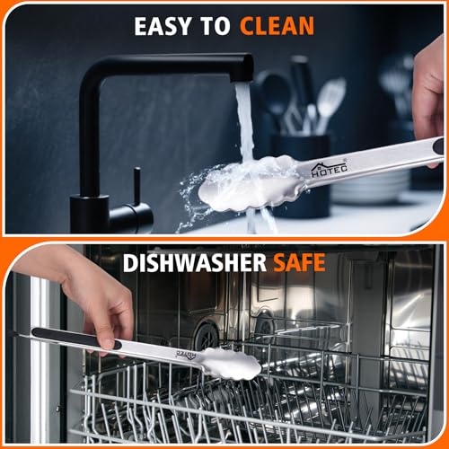 Hotec Tongs for Cooking Premium Stainless Steel Kitchen Tongs Set of 2-9" - size: 9 inch, 2pack