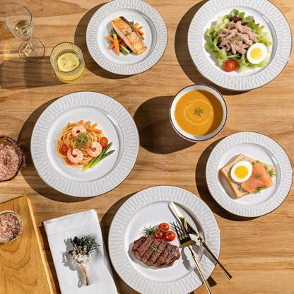 GBHOME Ceramic Dinnerware Sets of 8,24 pcs Plates and Bowls Sets Dishes - color: Pearl White-Bubble, size: Service for 8 (24 pcs)