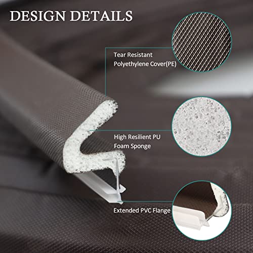 LSGCQ Kerf Weather Stripping for Door Seal Strip, 40 Ft, Brown - color: Brown, size: 40 Ft