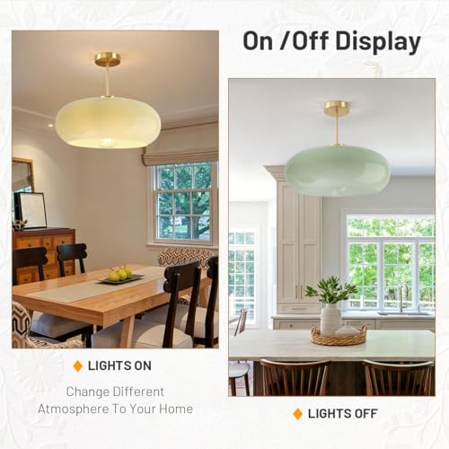 Semi-Flush Mount Light Fixtures Milk Green Ceiling Lamp Brushed Gold - color: 15.7″-Milk Green2