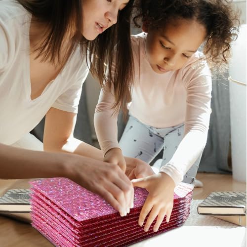 Outus 30 Pack Holographic Bubble Mailers, 11 x 7 Inch, Rose Red - color: Rose Red, size: 11 x 7 inches