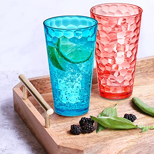 Amazing Abby - Iceberg - 24-Ounce Plastic Tumblers (Set of 8), Mixed-Color High-Balls, Reusable, Stackable, BPA-Free, Shatter-Proof, Dishwasher-Safe - color: Mixed-Color