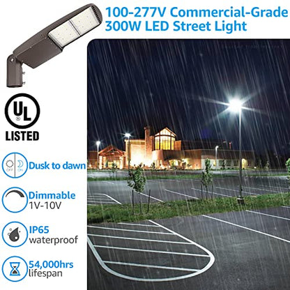 LEONLITE 300W LED Parking Lot Light, 1-10V Dimmable, 42,000lm UL & DLC - size: 27 Inch