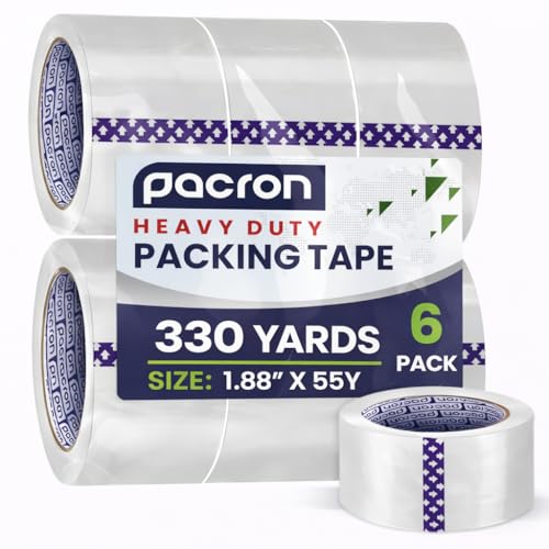Clear Packing Tape Heavy-Duty Wrapping Tape - 55-Yard Length, Strong Adhesive Rolls for Moving Boxes, Office Packaging, Storage Organization & Warehouse Shipping (Premium (1.88 x 55), 6 Rolls) - size: 6 Rolls, style: Premium (1.88 x 55)