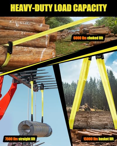 Lucky Straps 10' X 2" Twisted Eye Lifting Sling, 15000 Lbs Heavy Duty 4 Pack