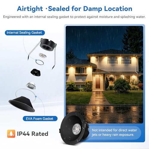 CycevSun Black 4 Inch Anti-Glare Recessed Lights COB Spotlight, 6-Pack - color: Black, size: 4 Inch