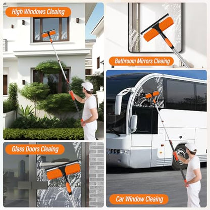 26FT High Window Cleaning Kit with Pole,2 in1 Professional Window Squeegee - color: 10.65in Squeegee, size: 20FT(Reach 26ft)