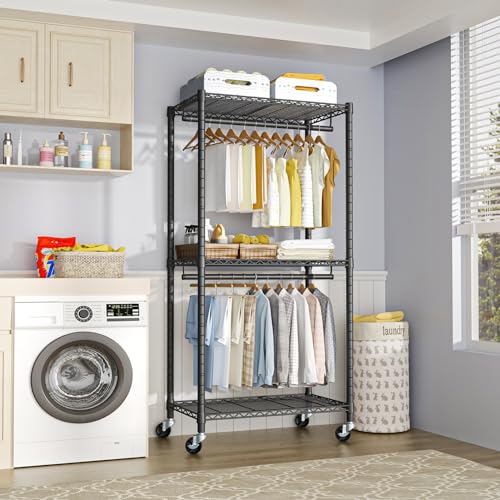 FUTASSI Heavy-Duty Portable Closet, 30"W x 14"D x 76"H, Black, Carbon Steel - color: Black, size: P1 Medium