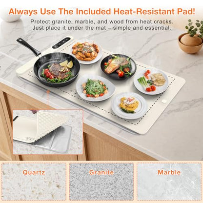 FYY Warming Mat for Food 24"x15", Rapid and Full Surface Heating Beige - color: Off White, size: X Large Size: 24"x15"