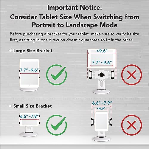 EHO iPad Stand, 360° Rotating Commercial Tablet Stand, Retail Kiosk, 6"-13"(Screen) Adapter Universal Tablet Clamp Holder for iPad, iPadAir, iPadMini, Microsoft Surface, Most Tablets - White - color: White