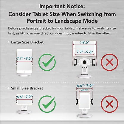 EHO iPad Stand, 360° Rotating Commercial Tablet Stand, Retail Kiosk, 6"-13"(Screen) Adapter Universal Tablet Clamp Holder for iPad, iPadAir, iPadMini, Microsoft Surface, Most Tablets - White - color: White