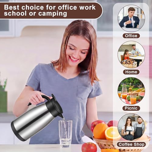 Norme 2 Pcs Thermal Coffee Carafe Creamer, Black, Silver, 34 oz - color: Black, Silver, size: 34 oz