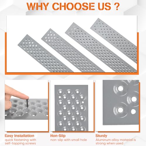 30 x 3.75 Inch Aluminum Stair Tread, 8 Pack Non Slip Metal Nosing