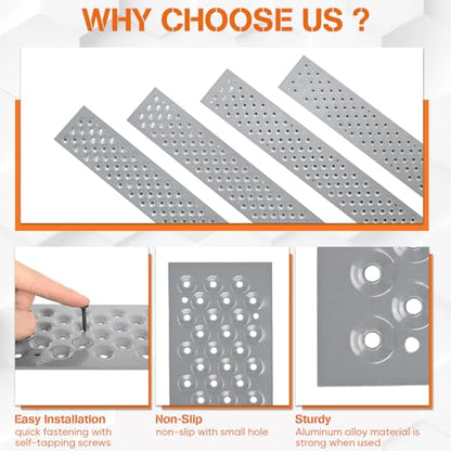 30 x 3.75 Inch Aluminum Stair Tread, 8 Pack Non Slip Metal Nosing