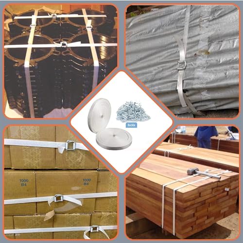 3/4" x 330' Woven Cord Strapping Kit with 50 Pack Metal Wire Buckles