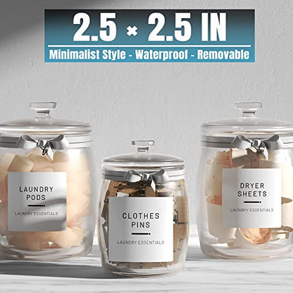 Neatsure 144 Minimalist Laundry Labels for Organizing, Preprinted Stickers Booklet for Jars, Containers and Storage Bins, Cleaning Labels for Laundry Room Organization… - style: Laundry Labels